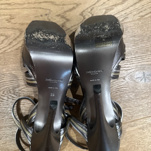 Saint Laurent Tribute Platform Sandal Size 39 Pewter and Gold - Picture 4 of 4